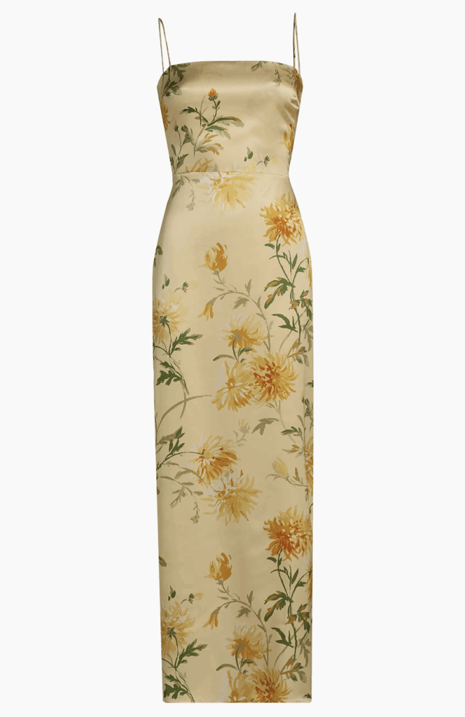 Floral Silk Column Maxi Dress